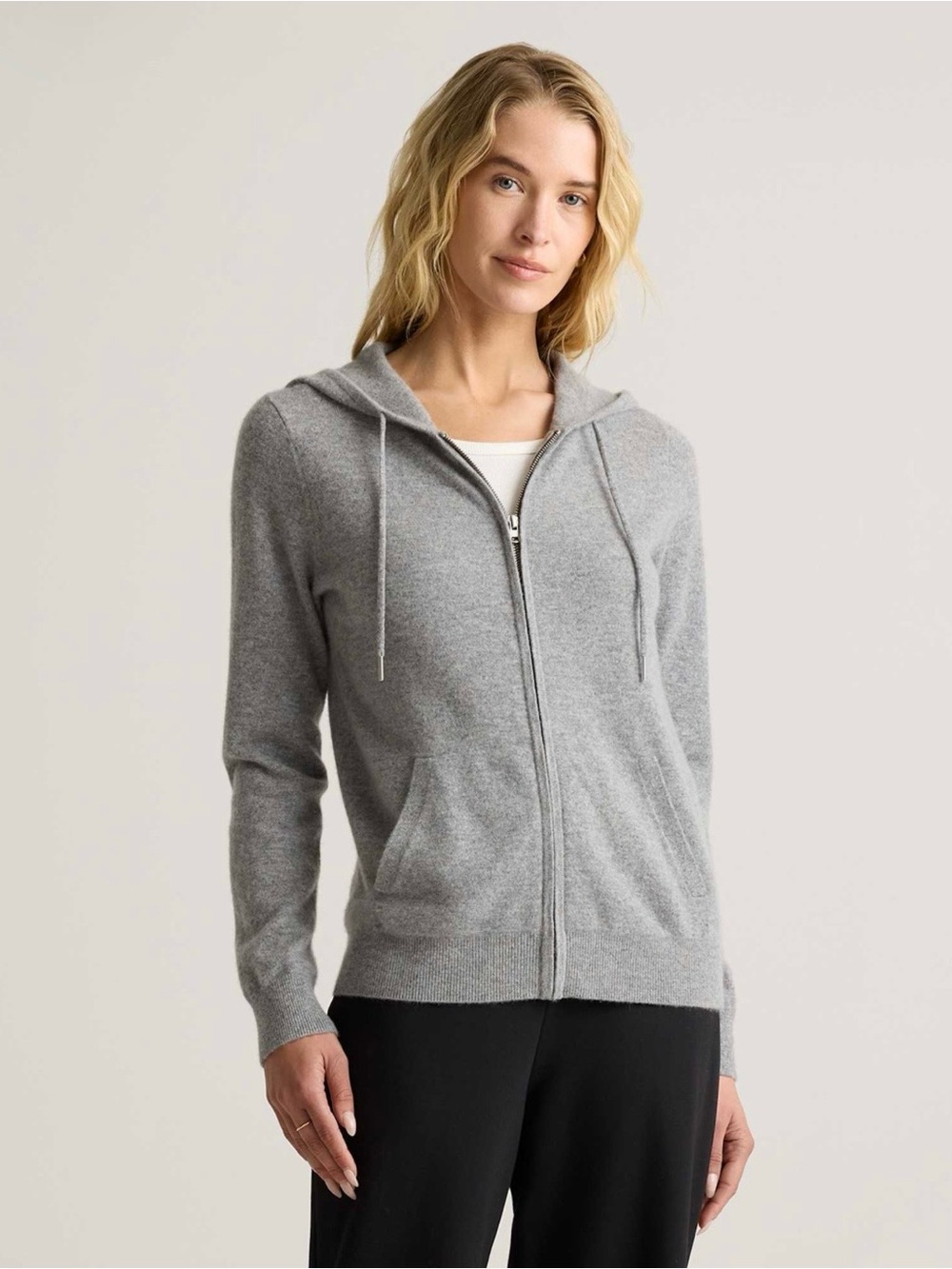 QUINCE 100% Mongolian Kashmir full zip hoodie
